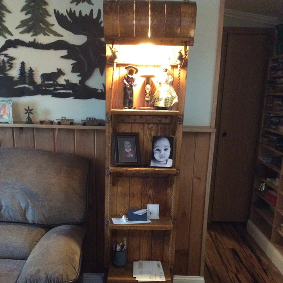 Toboggan sled floor lamp.$325 halltree bench $425 - Picture 2 of 5